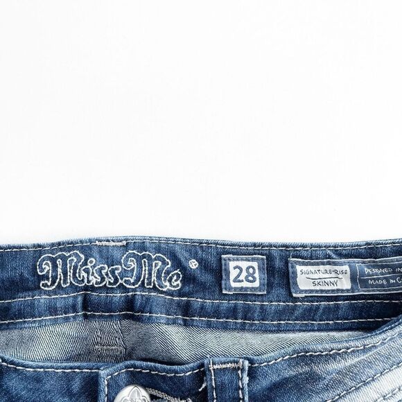 Miss Me Jeans Womens Sunrays-like Rhinestone Signature Rise Skinny Jeans 28 - Picture 8 of 12
